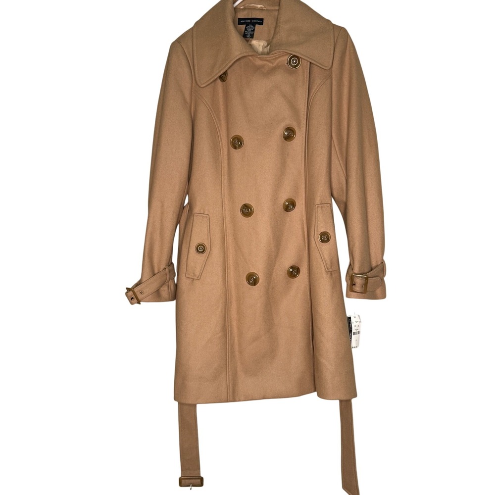 New York Company Wool Blend Long Trench Coat Sz 14‎ Jacket Old Money Holiday